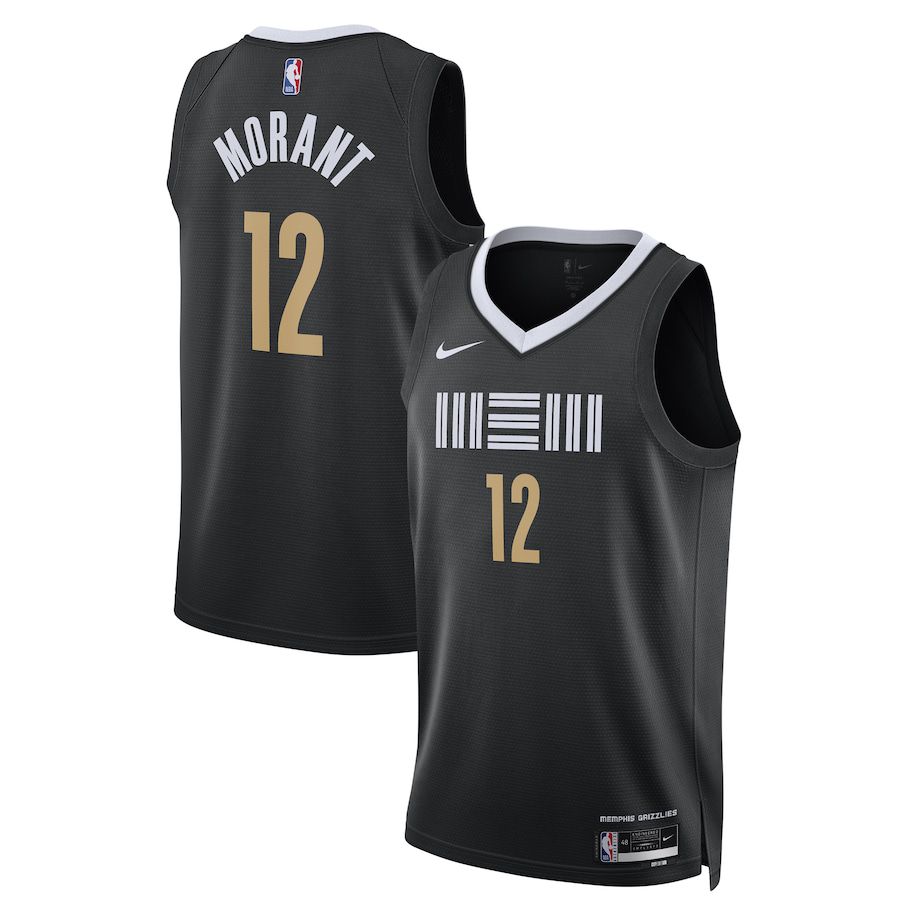 Men Memphis Grizzlies 12 Ja Morant Nike Black City Edition 2023-24 Swingman NBA Jersey